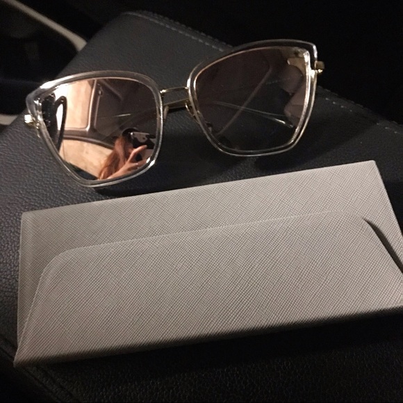 β¨UV Clear Frame Pink Mirror Cat Eye Sunglasses - Picture 3 of 7